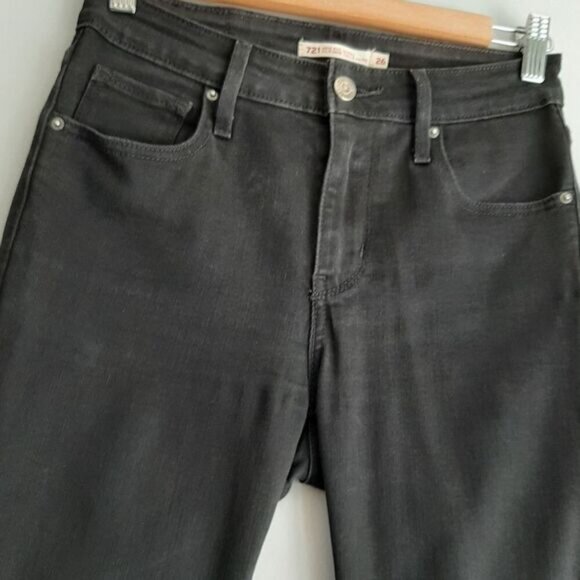 LEVI'S 721 High Rise Skinny Black Jeans Pants Neutral Sz 26 Flawed - Picture 6 of 16